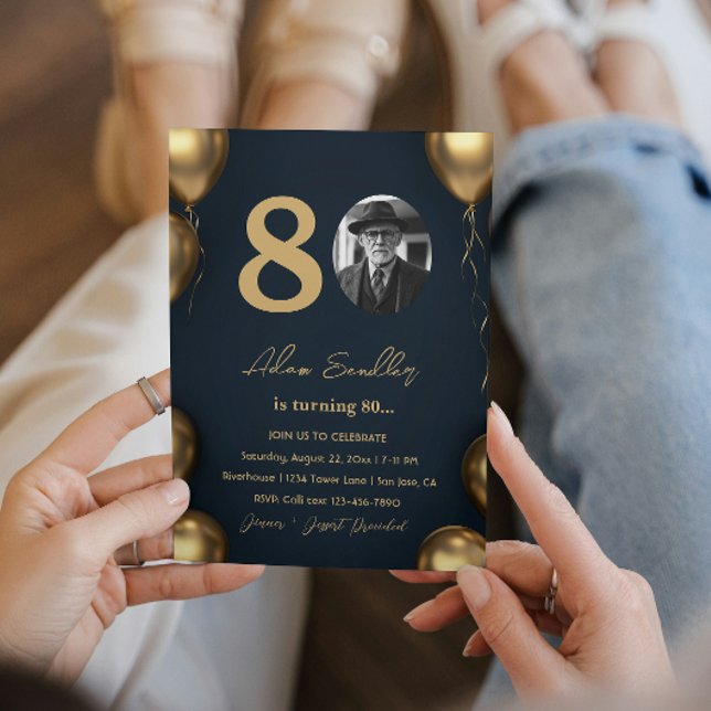 Invitación Fiesta de cumpleaños 80 simple y elegante (Subido por el creador)