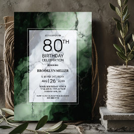 Invitación Fiesta de cumpleaños 80 Stylish Green Marble