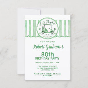 Invitación Fiesta de cumpleaños 80 temática de golf asequible