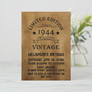 Invitación Fiesta de cumpleaños 80 vintage personalizada