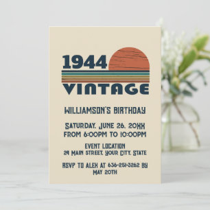 Invitación Fiesta de cumpleaños 80 vintage personalizada
