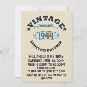 Invitación Fiesta de cumpleaños 80 vintage personalizada