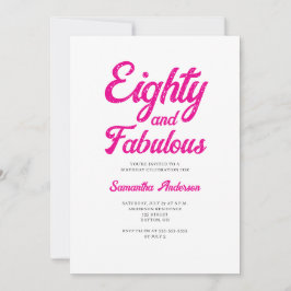 Invitación Fiesta de cumpleaños 80 y fabulosa rosa moderna pa
