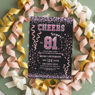 Invitación Fiesta de cumpleaños 81 con piedras de imitación d