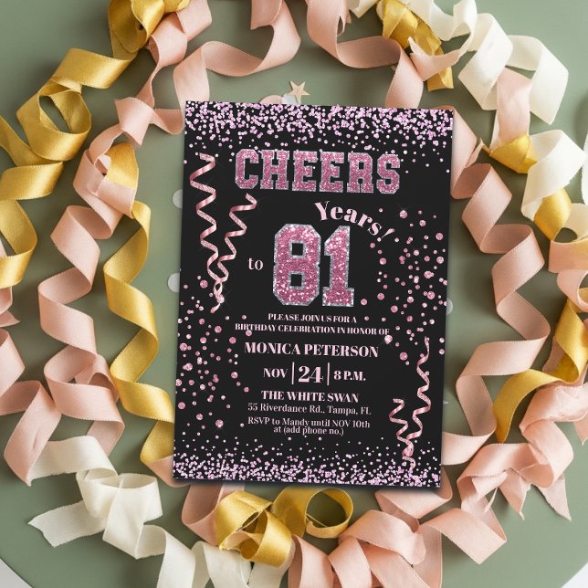 Invitación Fiesta de cumpleaños 81 con piedras de imitación d (Subido por el creador)