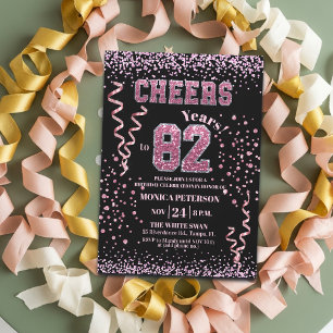 Invitación Fiesta de cumpleaños 82 con piedras de estrás dest