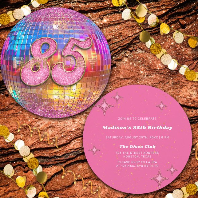 Invitación Fiesta de Cumpleaños 85 Bola de Discoteca Brillant (Subido por el creador)