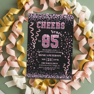 Invitación Fiesta de cumpleaños 85 con cristales de lentejuel