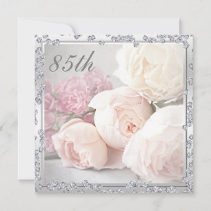 Invitación Fiesta de cumpleaños 85 con Rosas Románticas y Dia