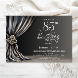 Invitación Fiesta de cumpleaños 85 elegante con cortina de pl