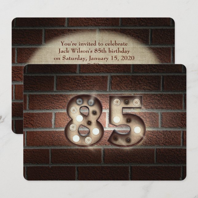Invitación Fiesta de cumpleaños 85-marquesinas sobre ladrillo (Anverso / Reverso)