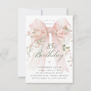 Invitación Fiesta de cumpleaños 85 PETITE Elegante floral ros