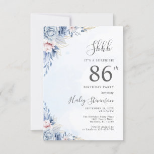 Invitación Fiesta de cumpleaños 86 sorpresa con acuarela en a