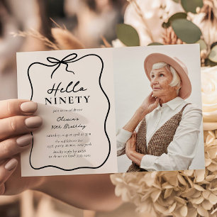 Invitación Fiesta de Cumpleaños 90 con Foto 'Chic Hello Ninet