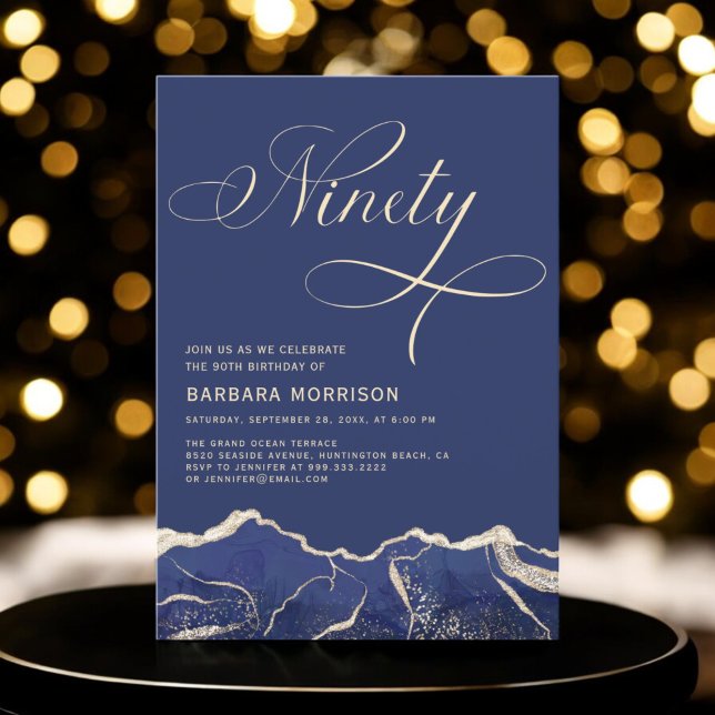 Invitación Fiesta de cumpleaños 90 de la Marina Blue Gold Aga (Subido por el creador)