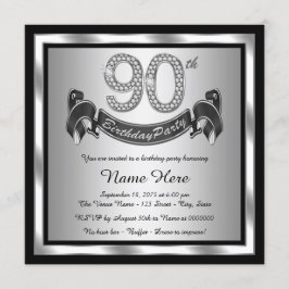 Invitación Fiesta de cumpleaños 90 de plata