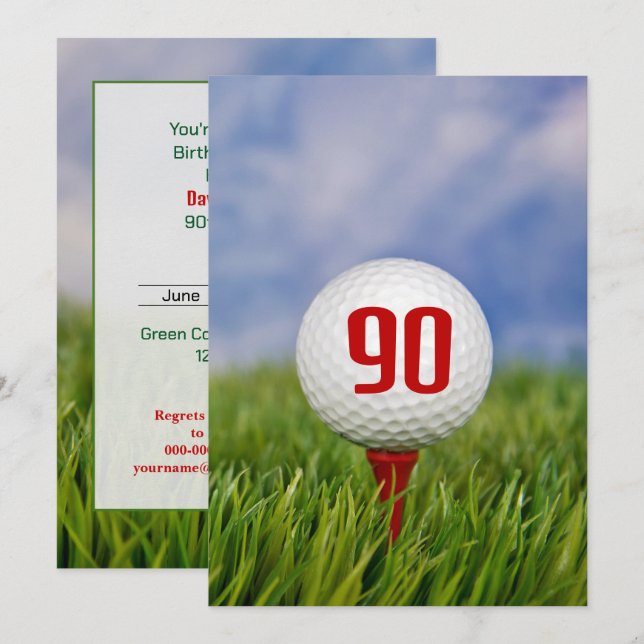 Invitación Fiesta de cumpleaños 90 del Golf (Anverso / Reverso)