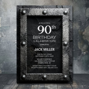Invitación Fiesta de cumpleaños 90 en pizarra negra con marco
