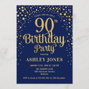 Invitación Fiesta de cumpleaños 90 - Marina y Oro
