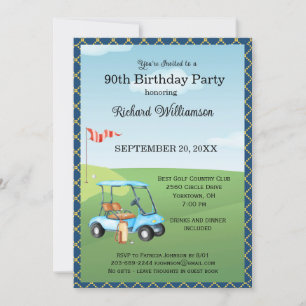 Invitación Fiesta de cumpleaños 90 Men's Golf Theme Party