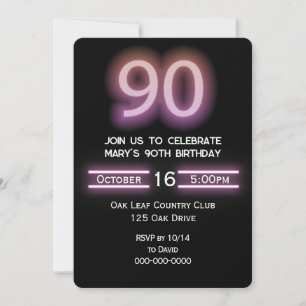 Invitación Fiesta de cumpleaños 90 Neon Rosa