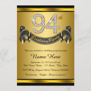 Invitación Fiesta de cumpleaños 94 de oro
