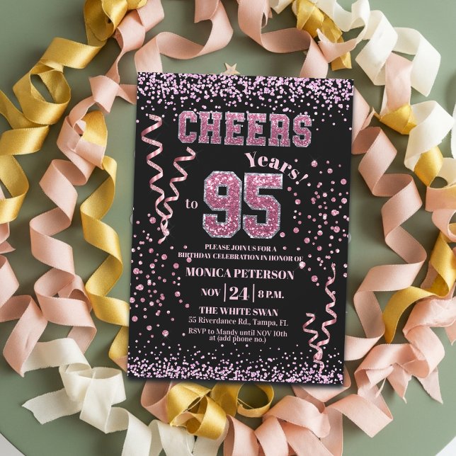 Invitación Fiesta de cumpleaños 95 con piedras de estrás de p (Subido por el creador)