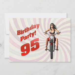 Invitación fiesta de cumpleaños 95 con un chica en moto