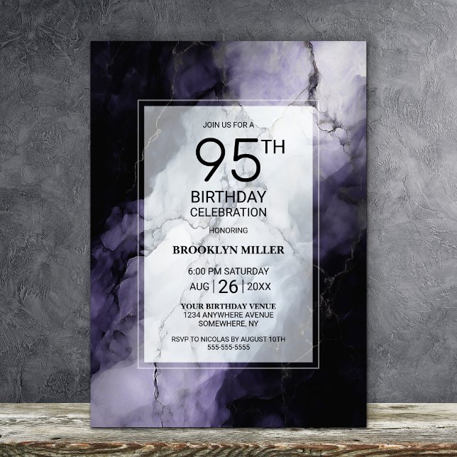 Invitación Fiesta de cumpleaños 95 de Purple Marble (Subido por el creador)