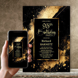 Invitación Fiesta de cumpleaños 95 negro y dorado