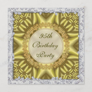 Invitación Fiesta de cumpleaños 95, oro y plata glamorosos