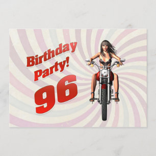 Invitación Fiesta de cumpleaños 96 con un chica en moto