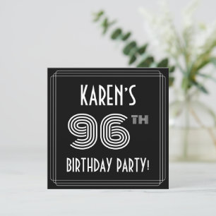 Invitación Fiesta de cumpleaños 96: estilo Art Deco con nombr