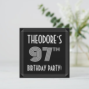 Invitación Fiesta de cumpleaños 97: Art Deco Style con nombre