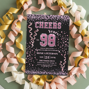 Invitación Fiesta de cumpleaños 98 con piedras de lentejuela