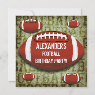 Invitación Fiesta de cumpleaños 9 vintage fútbol verde Grunge