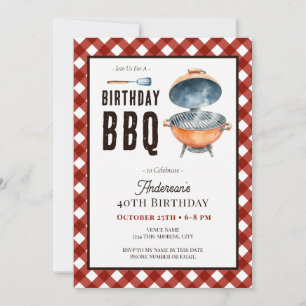 Invitación Fiesta de cumpleaños a la barbacoa 40 años para ad