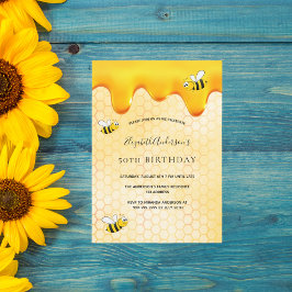Invitación Fiesta de cumpleaños abejas melindrosas miel panal