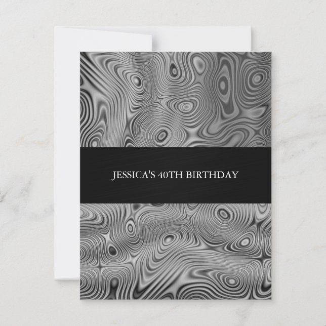 Invitación Fiesta de cumpleaños abstracta de tela de seda pla (Anverso)