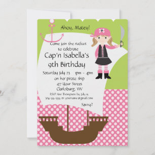 Invitación Fiesta de cumpleaños adaptable del barco pirata