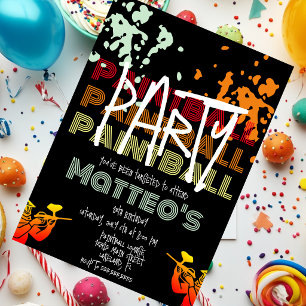 Invitación Fiesta de cumpleaños adolescente de paintball geni