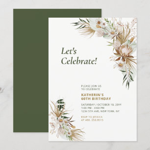 Invitación Fiesta de cumpleaños adulta boho Green & Gold Mile
