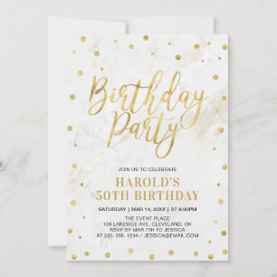 Invitación Fiesta de cumpleaños adulta de oro moderno 50