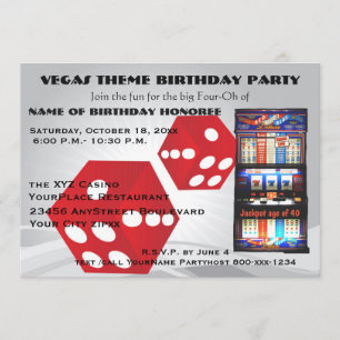 Invitación Fiesta de cumpleaños adulta del tema del casino de