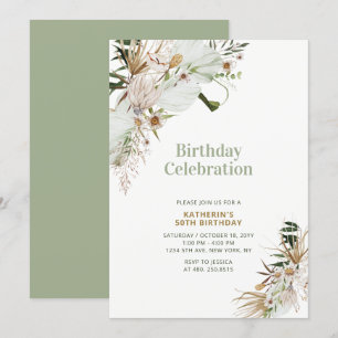 Invitación Fiesta de cumpleaños adulta Green & Gold Boho Mile