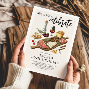 Invitación Fiesta de Cumpleaños Adulto con Tabla de Charcuter