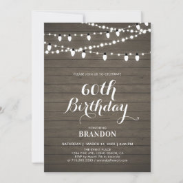 Invitación Fiesta de Cumpleaños Adulto de 60 años con Madera 