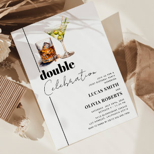 Invitación Fiesta de Cumpleaños Adulto de Whiskey y Martini