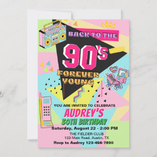 Invitación Fiesta de Cumpleaños Adulto Regreso a los 90