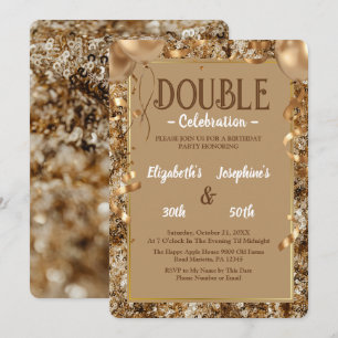 Invitación Fiesta de Cumpleaños Adultos con Lentejuelas Dorad